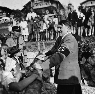 Private photo of Adolf Hitler greeting people who came to see him on the Obersalzberg
